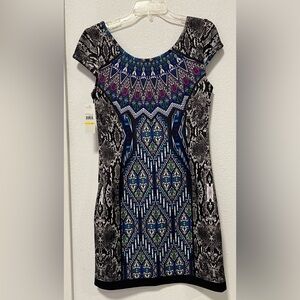 Laundry by Shelli Segal Los Angeles La Scuba Casual Cap Sleeve Round Neck Dress